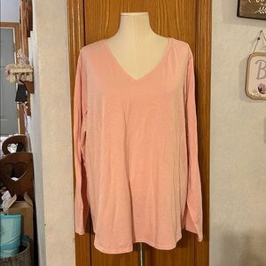 EVRI Light Pink Long Sleeve Tee - Size 1X